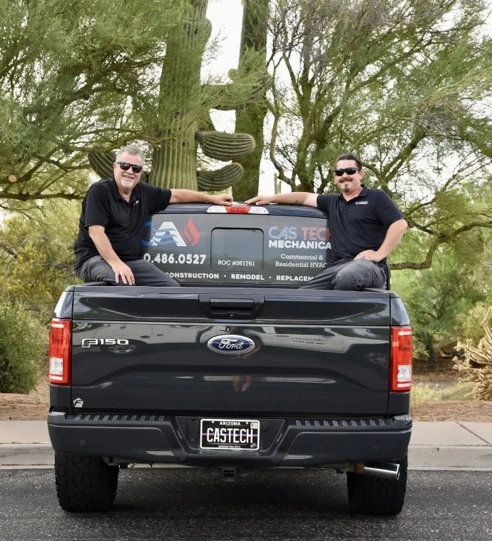Dave and Mario showcasing the Cas Tech Mechanical F-150 work truck