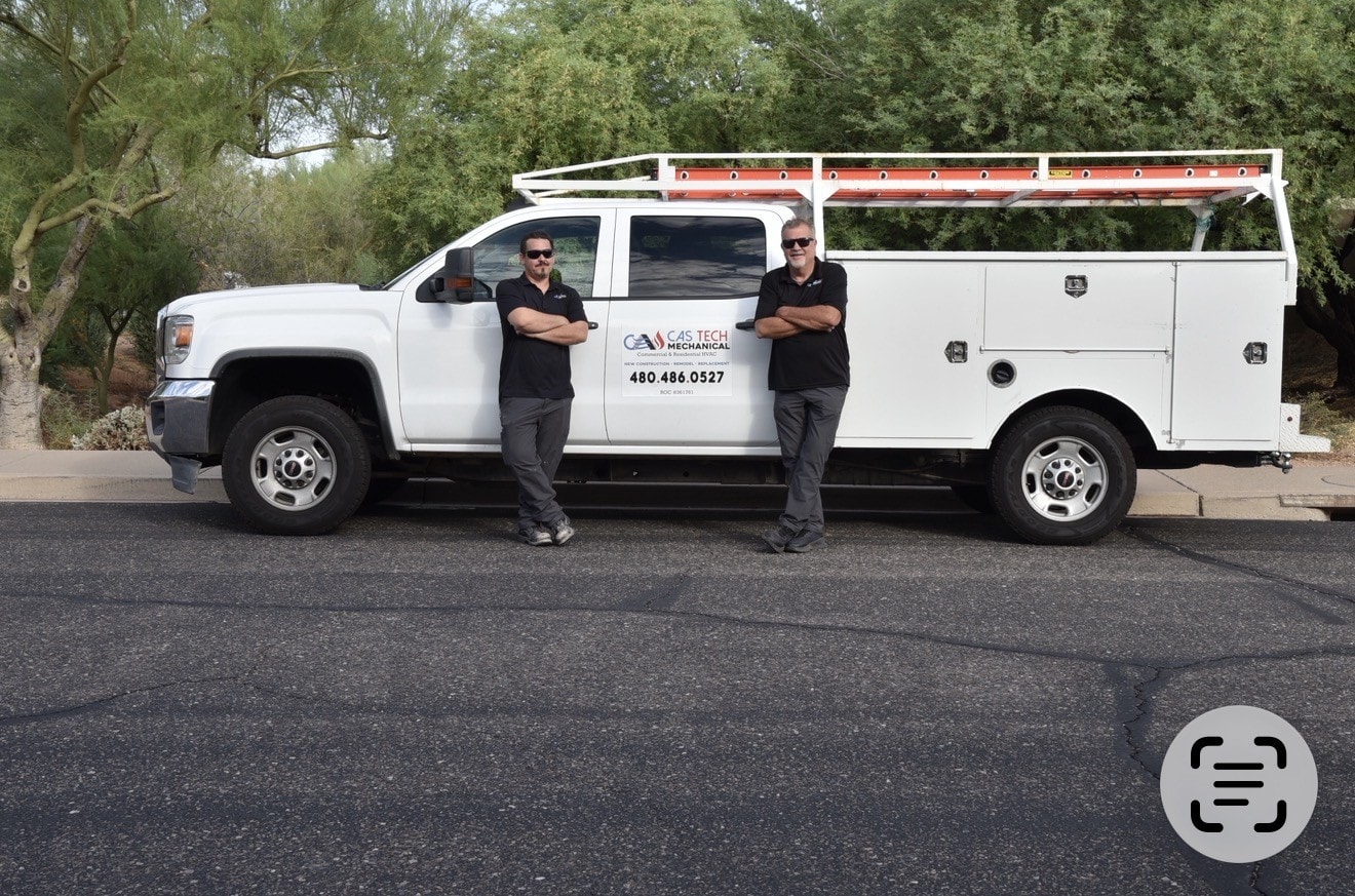 Dave and Mario showcasing the Cas Tech Mechanical service truck